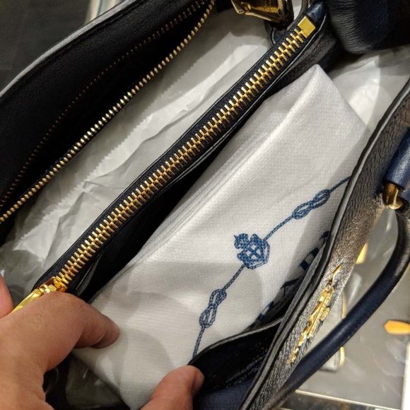 Prada Vitello Phenix Leather Convertible Bag- Navy - Picture 3 of 8